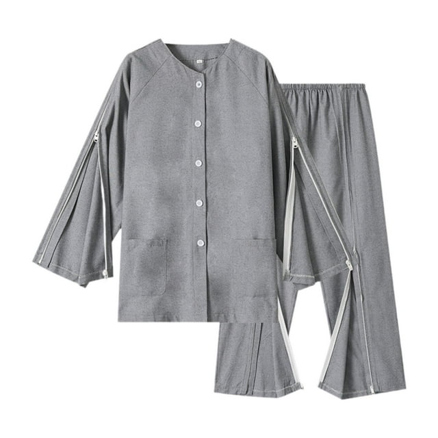 Ropa de enfermería postrada en cama, pantalones para atención al paciente, pantalones postoperatorios completamente abiertos M