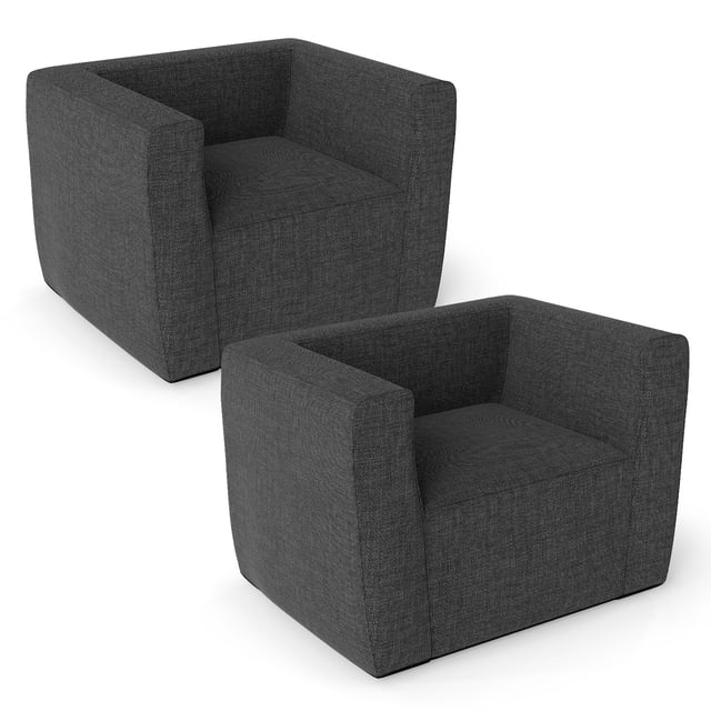 Gymax 2PCS Inflatable Sofa Portable Blow Up Couch w/ Detachable Cover Wide Armrests Grey