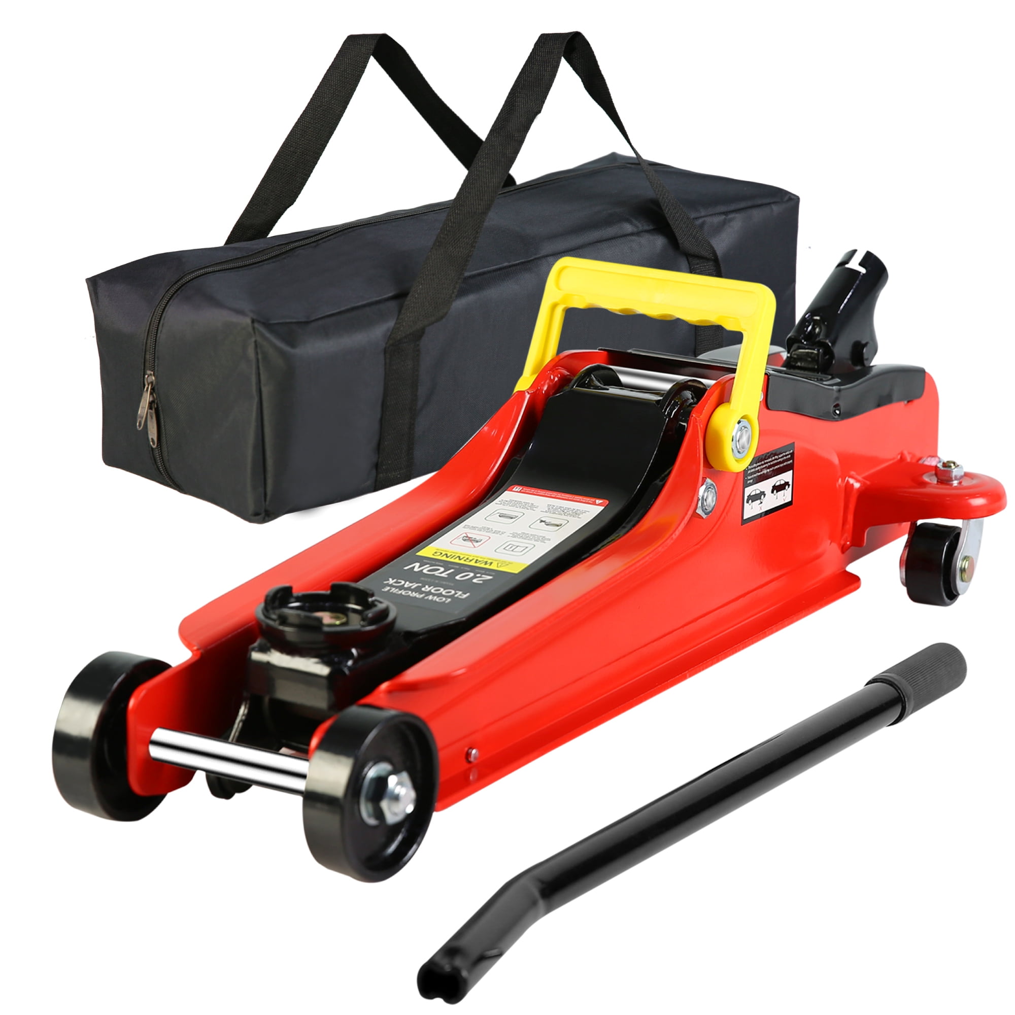 Seizeen Floor Jack 2 Ton, Trolley Low Profile Car Jack Quick Lift from 3.3'' to 15.2'' Heavy-Duty Steel Jack with 20''L Handle, Portable Car Jack w/Wheels Rapid Lift Pump System & Handbag