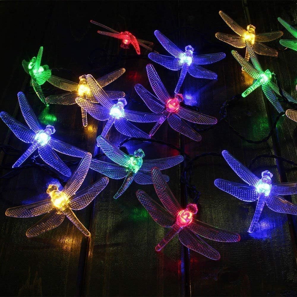 Outdoor Garden Solar String Lights, 7m 50LED Solar Garden Dragonfly String Lights Dragonfly String Light Waterproof for Yard