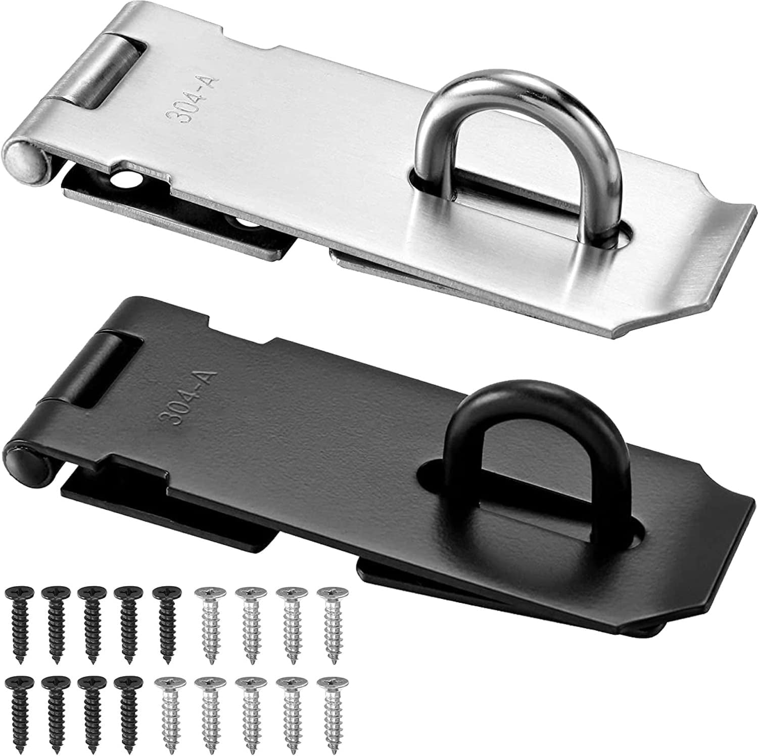 2 Pack Door Locks Hasp Latch, 304 Stainless Steel Padlock Hasp Latch Lock, 4 inch Hasps for
