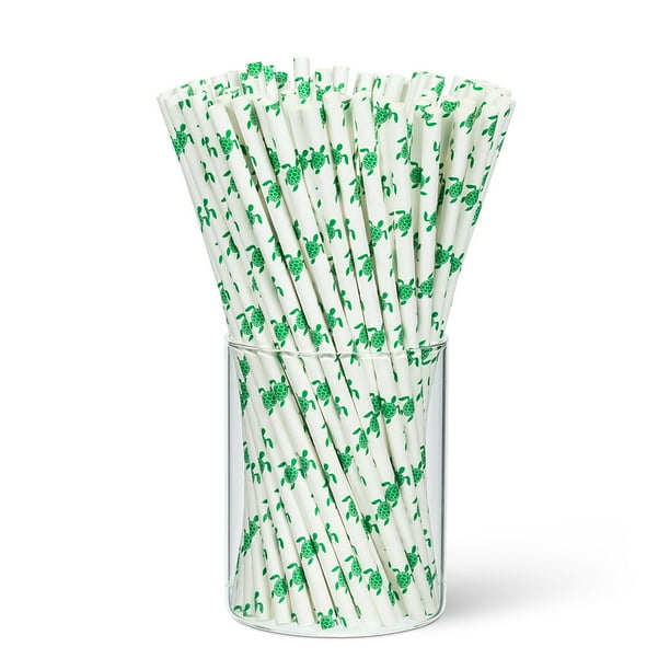 Set of 2 Sea Turtle Print Straws 100 Pieces
