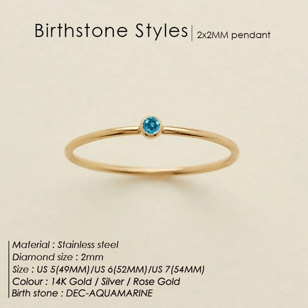 Anillo SUNIBI de acero inoxidable 316L con piedra de nacimiento para mujer, anillo de estilo Simple de Color dorado, joyería de moda para fiestas y festivales, triangulación de envíos Dengxun unisex
