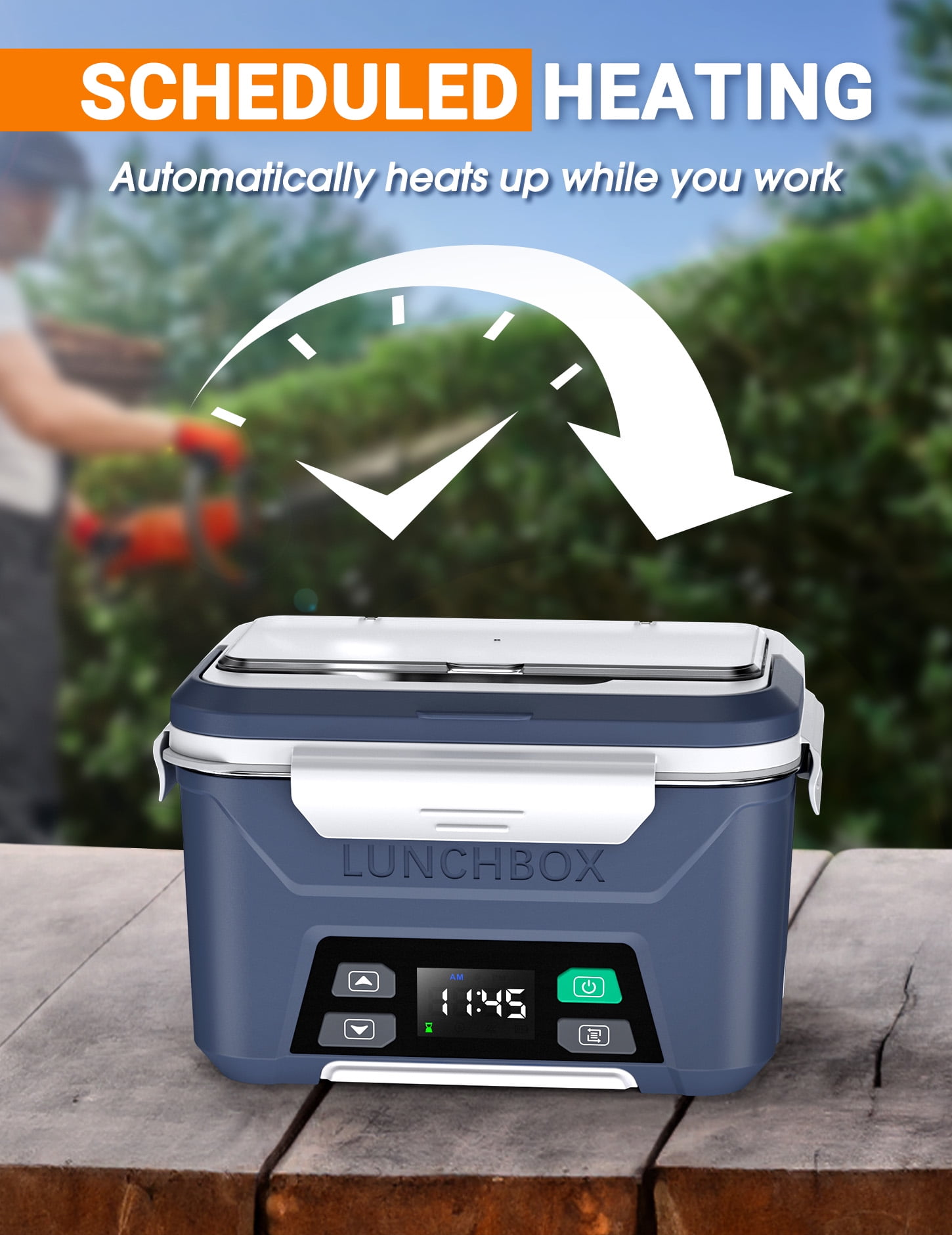 MPOW Cordless Electric Lunch Box, Heated Lunch Box Battery Powered with Automatic Scheduled Heating, 5.5 Cups Capacity, with Removable Tray Divider, Dishwasher Safe, for Hot Meals Anywhere