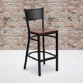 thumbnail image 4 of HERCULES Series Black Grid Back Metal Restaurant Barstool - Cherry Wood Seat, 4 of 6