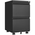 thumbnail image 2 of Tcbosik Metal File Cabinet with 2 Drawers, Mobile Under Desk Filing Cabinet with Lock, Rolling Storage Cabinet for Legal/Letter/A4, Black, 2 of 8