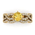 thumbnail image 2 of 1.52 ct Brilliant Round Cut Yellow Zircon 14k Yellow Gold Solitaire with Accents Engagement Bridal Wedding Ring Band Set size 11, 2 of 7