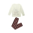 thumbnail image 6 of Fiomva Family Matching Christmas Pajamas Set, Xmas Tree Letter Print Round Neck Long Sleeve Tops Plaid Long Pants for Parents Kids, 6 of 10