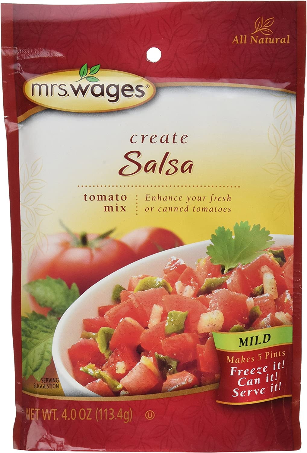 (2 pack) Mrs. Wages Mild Salsa Canning Mix | Easy-to-Use | Simple Homemade Salsa | Mild Spice Flavoring | Shelf Stable | 4 oz Packet