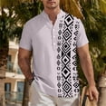 thumbnail image 2 of Mens Henley Shirts Printed Casual T Shirt Short Sleeve Banded Collar Button Down Vintage Beach Tops Big and Tall Size S-5XL Hot Pink, 2 of 5