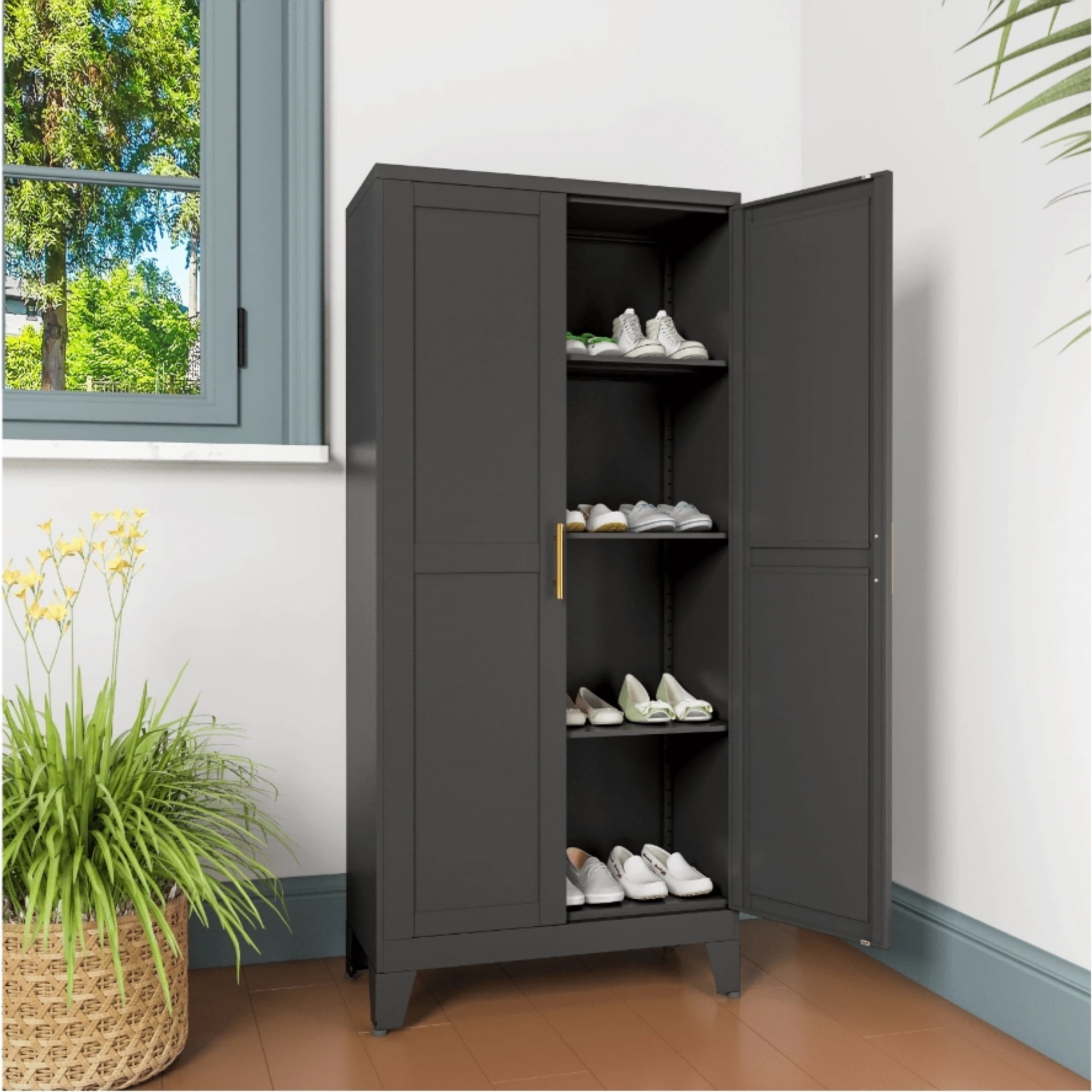 mikio★　PT BLK 36 MIIIKO Metal Storage Cabinet with Locking Doors, White