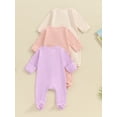 thumbnail image 5 of Musuos Baby Girls Boys Autumn Romper 3 6M Long Sleeve Crew Neck Solid Color Footed Casual Jumpsuit, 5 of 9