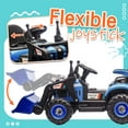thumbnail image 4 of 24V Kids Ride on Excavator Digger Toy Cars, Ride on Construction Toy w/4-in-1 Construction Attachments (Excavator, Dump Truck & Bulldozer), Electric Tractor Car w/Remote Control, Swivel Seat, Blue, 4 of 7