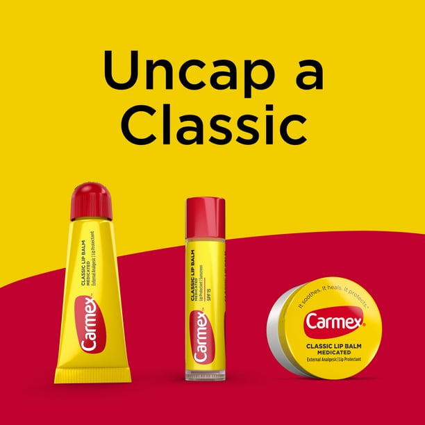 Carmex Classic Medicated Lip Balm, SPF 15, 3 ea (Pack of 6)