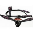 thumbnail image 2 of Horse Show Tack Bridle Western Leather Headstall Breast Collar Purple  8366, 2 of 2