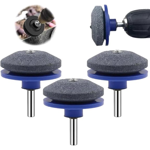 Lawnmower Dull Blade Sharpener, 2024 Upgraded Lawn Mower Blade Sharpener Tool Kits, Universal Lawnmower Blade Sharpener for Any Power Hand Dril High Temperature Resistance and Hardness (Blue 3pcs)