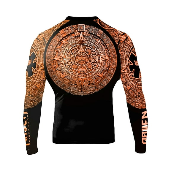 Raven Fightwear Men's Aztec Ranked BJJ Rash Guard MMA Orange