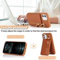 thumbnail image 3 of iPhone 12 Mini Case with Card Holder for Women, iPhone 12 Mini Phone Case Wallet with Credit Card with Ring Kickstand Zipper Shockproof Slim Stand Case for iPhone12mini - Brown, 3 of 12