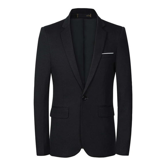 BOBOGOJP Mens Sports Jacket 2024 Business Solid Blouse Stylish Wedding Outwear Men's Coats Jackets Summer Suit For Men Blue (Black,L)