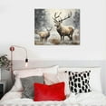 thumbnail image 5 of JEUXUS  Deer Canvas Wall Art Vintage Bull Elk Painting Prints Rustic Farmhouse Kitchen Decor Wildlife Artwork Framed Ready to Hang (Large) 16x12in, 5 of 6
