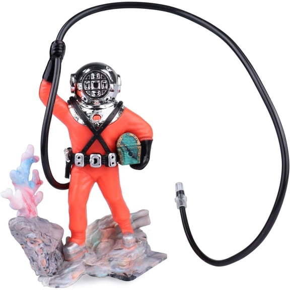 XIBUFE Fish Tank Bubbler Decorations Aquarium Diver Ornament Scuba Diving Fish Tank Ornament,Red