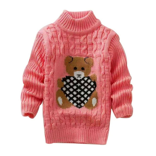 Chandail d'Hiver pour Garçon Fille Cartoon Bear Tricoté Col Bas