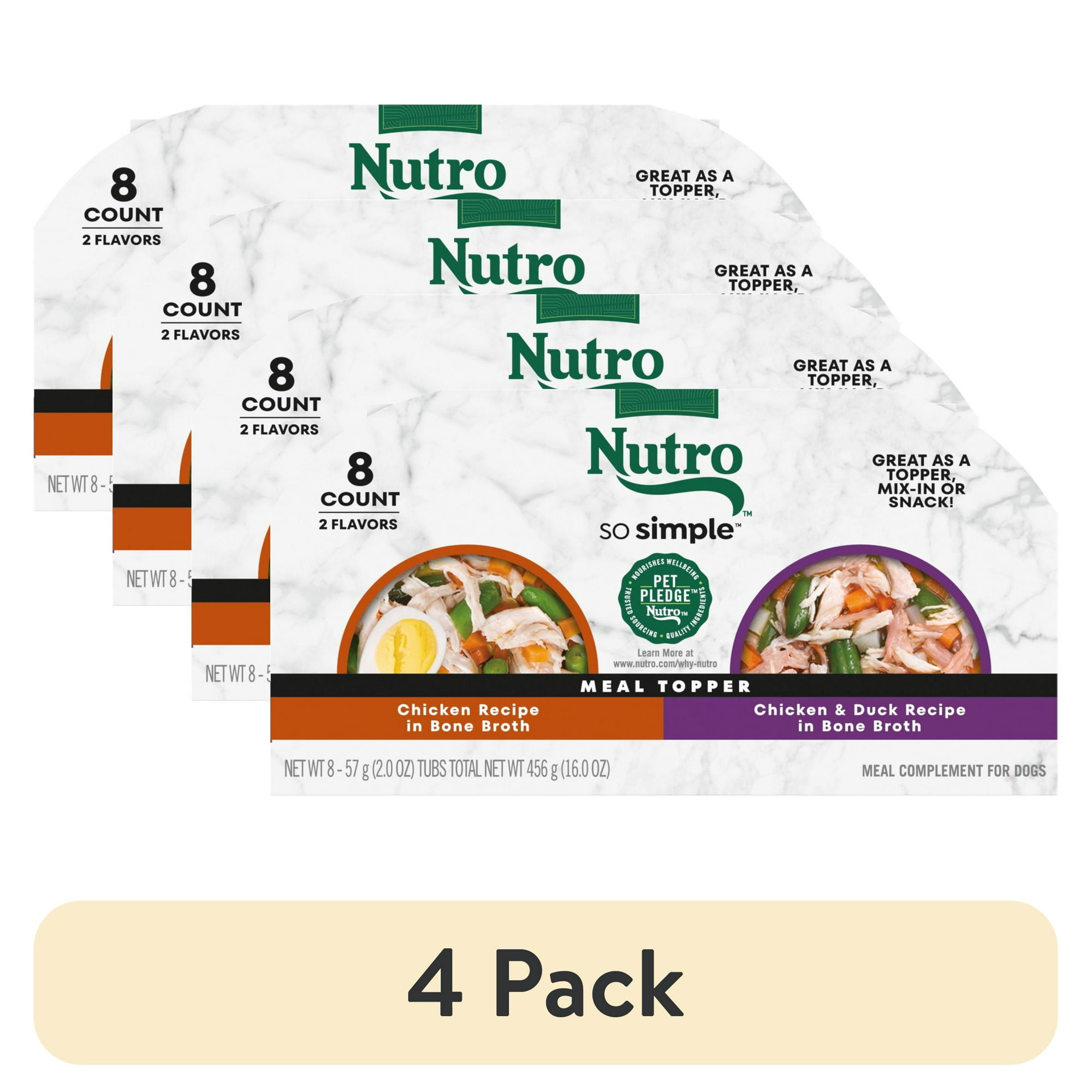 (4 pack) Nutro So Simple Chicken And Chicken & Duck Recipes Wet Dog Food, 2 Oz Trays, Variety Pack Of 8