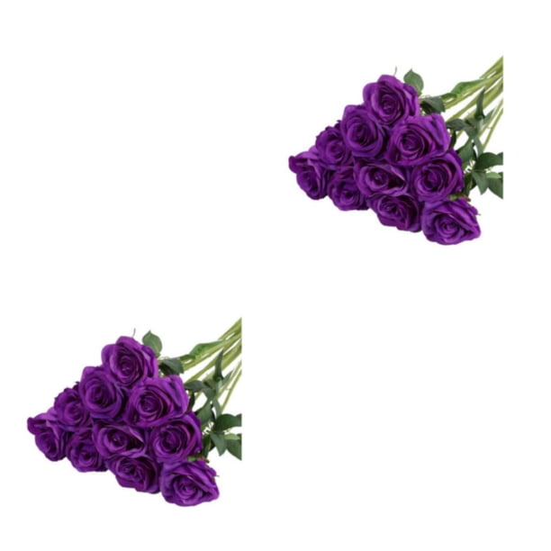 Flores Artificiales Inteprter Arreglo de Ramo de Rosas de Tallo Largo 10 UNIDS