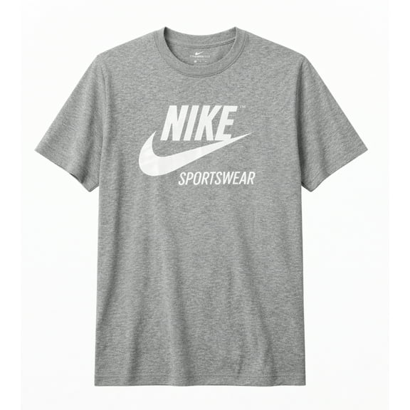 Nike Men's Short Sleeve Sportsear Gray T-Shirt With Swoosh Logo