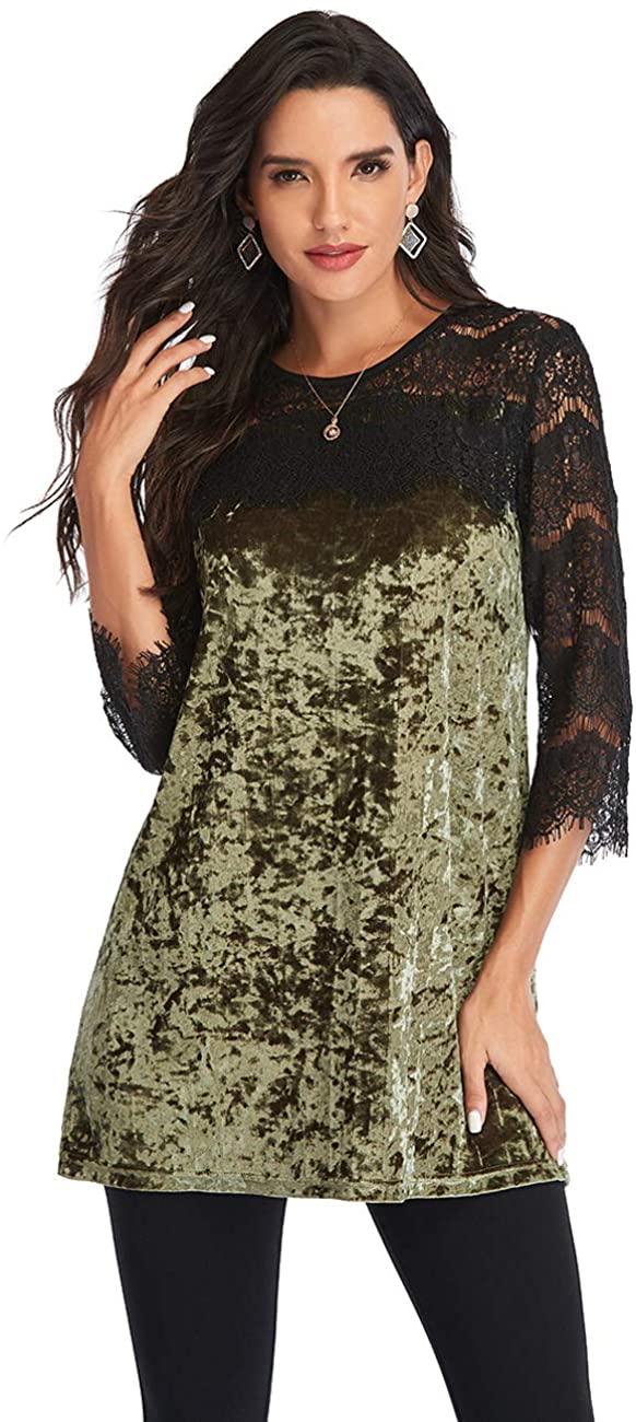 Velvet Tunic Blouse Lace 