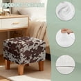 thumbnail image 6 of Jiueut Cow Print Ottoman Cover, Soft Foot Rest Slipcover Waterproof Square Slipcover for Footstool with Elastic Buttom for Living Room, 6 of 6