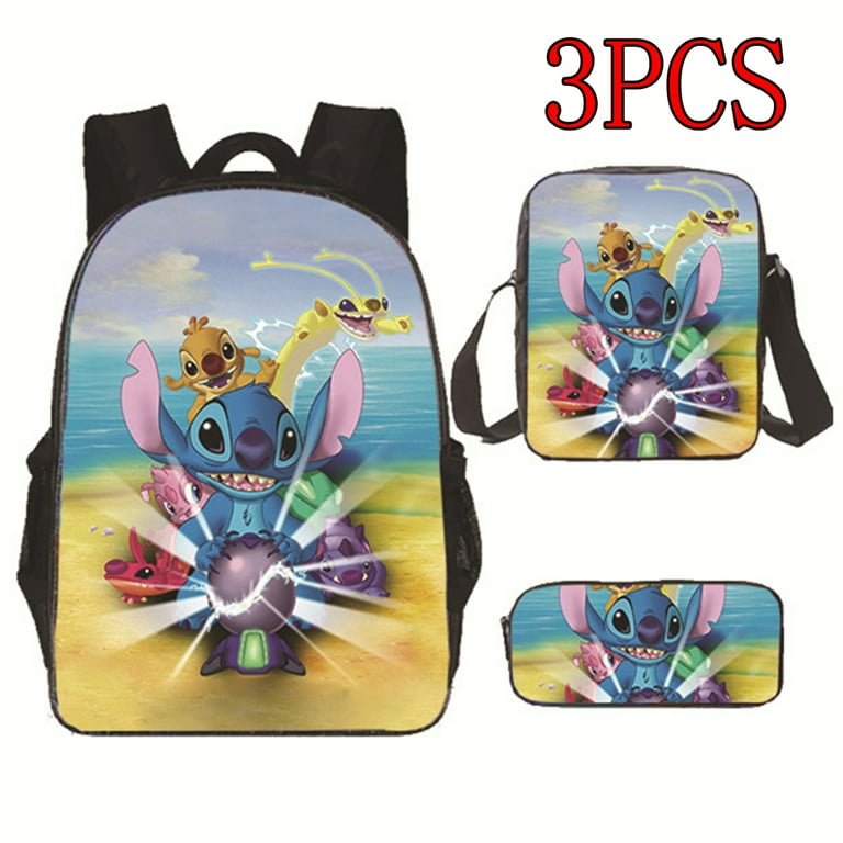 3 Pieces Set Anime Lilo & Stitch Backpack Shoulder Bag Stitch