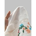 thumbnail image 5 of Women'S Floral Embroidery Lace Trim Blouse Mock Neck Sleeveless Holiday Crop Tops White XL, 5 of 6