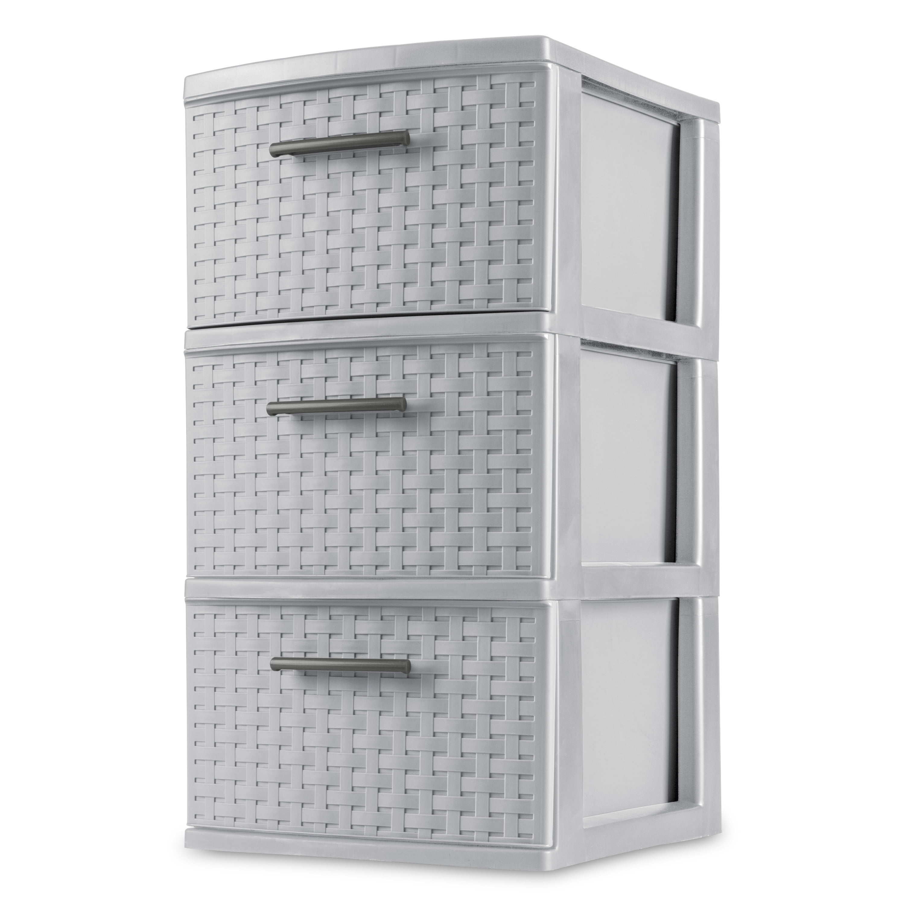 Sterilite 3 Drawer Weave Tower Plastic, Cement