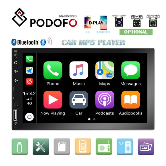2 Din Car Stereo Radio 7" HD Touch Screen Car Multimedia Player Bluetooth FM Radio TF USB Mirror Link For Android Iphone ,included 8IR Backup Camera