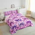 thumbnail image 3 of Manfei Cute Bow Knot Full Size Comforter Sets,Cartoon Bowtie Print Bedding Comforter Set,Pink Purple Bedding Sets For Girls Teens,Luxury Bedroom Decor Reversible,3pcs, 3 of 8