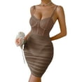 thumbnail image 3 of hirigin Women See-Through Mesh Patchwork Bodycon Dress, Sleeveless Spaghetti Strap Slim Mini Dress Club Cocktail Short Dress, 3 of 9