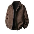 thumbnail image 2 of Kakii Men's Suede Bomber Jacket Oversized Retro Streetwear Zip Up Faux Leather Coat with Turn Down Collar, 2 of 9
