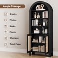 thumbnail image 3 of CQSXDA 71" Tall Arched Bookcase with Storage, Mid-Century Modern 6-Tier Arch Cabinet with Door and Open Shelf for Office Living Room, 3 of 9