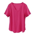 thumbnail image 3 of T Shirts For Women Womens Tops Casual Solid Color Scallops V Neck Tops Comfortable Breathable Short Sleeved V Neck T Shirt, 3 of 6