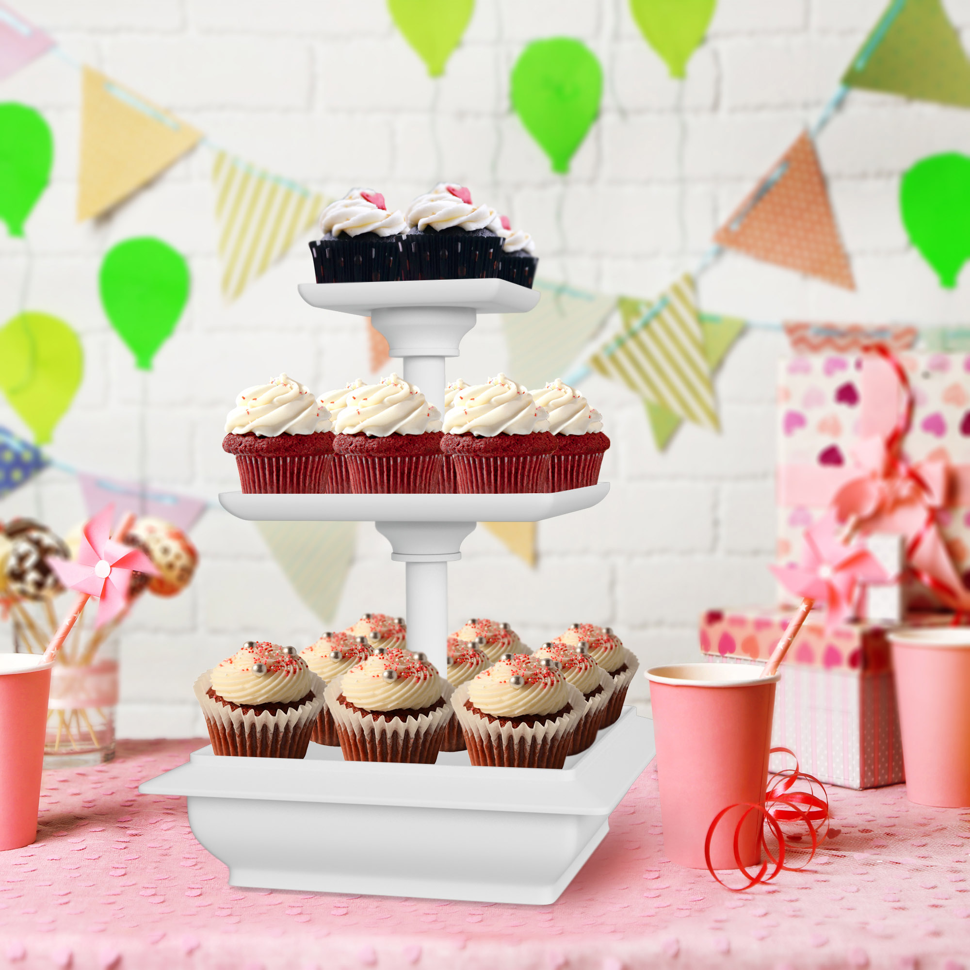 3 Tier Cupcake Stand Square Acrylic Cake Stand Dessert 3 Tier Cupcake Stand Square Acrylic Cake Stand Dessert