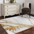 thumbnail image 4 of White Yellow Marble Area Rug 4'x6', Ink Painting Modern Art Washable Non-Slip Rugs, Low Pile Large Carpet for Living Room Bedroom Dining Room Kitchen Office Indoor Mat, 4 of 9