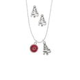thumbnail image 2 of Delight Jewelry Silvertone Red Evil Eye Good Luck Silver tone Zig Zag Christmas Tree Charm Necklace and Stud Earrings, 2 of 4
