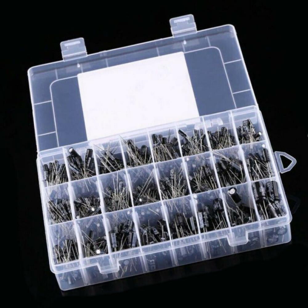 0.1uF Suitable for DIY Circuit 1000uF 500pcs 24 Values Aluminum Electrolytic Capacitor Assorted Kit 10V~50V with Plastic Storage Box Electrolytic Capacitors 