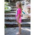 thumbnail image 4 of Barbie Girls Swimsuit Rash Guard Short Sleeve Raglan Graphic Top Matching Swim Shorts 2 Piece Swim Set Sizes 6-7Y, 4 of 13