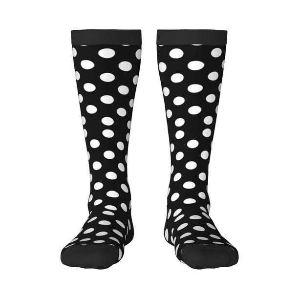 Fotbe Black and White Polka Dot Calcetas Divertidas Estampadas para Hombre y Mujer, Calcetas de Algodón hasta la Rodilla para Caminar, Correr, Enfermería y Embarazo