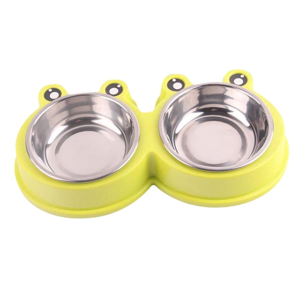 Comedero para perros Zulema 2 tazones de Acero inoxidable 27,5x15x4 cm Verde