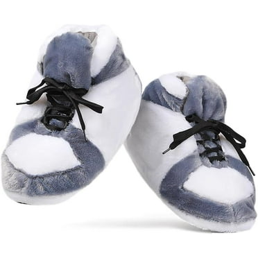 Sneaker Slippers in Grey N White Look – One Size Fits Most Comfy adult slippers for men and women