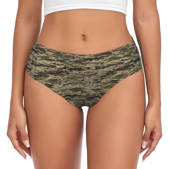 Womens Underwear - Camo Green No Show Seamless Underwear for Women, Stretch Women's Panties, Hipster Soft Comfort Ladies Panties Bikini Underwear Briefs
