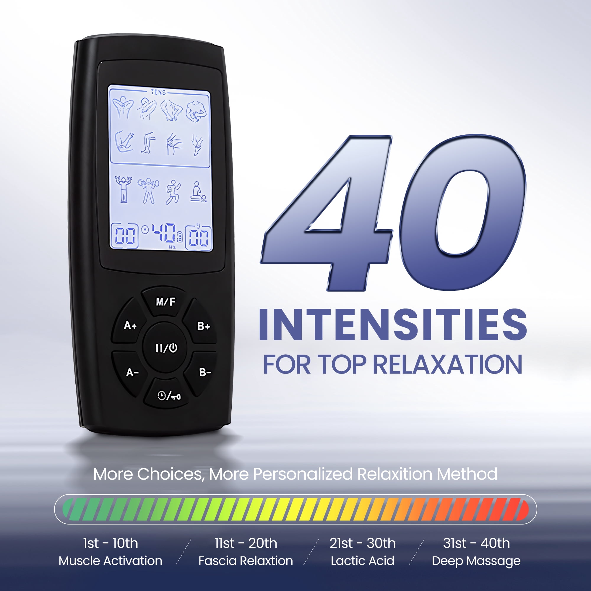 Ouwald TENS Unit Rechargeable Muscle Stimulator EMS Dual Channel with 10 Unit Replacement Electrode Pads, 28 Modes Electronic Pulse Massager for Back Neck, Black